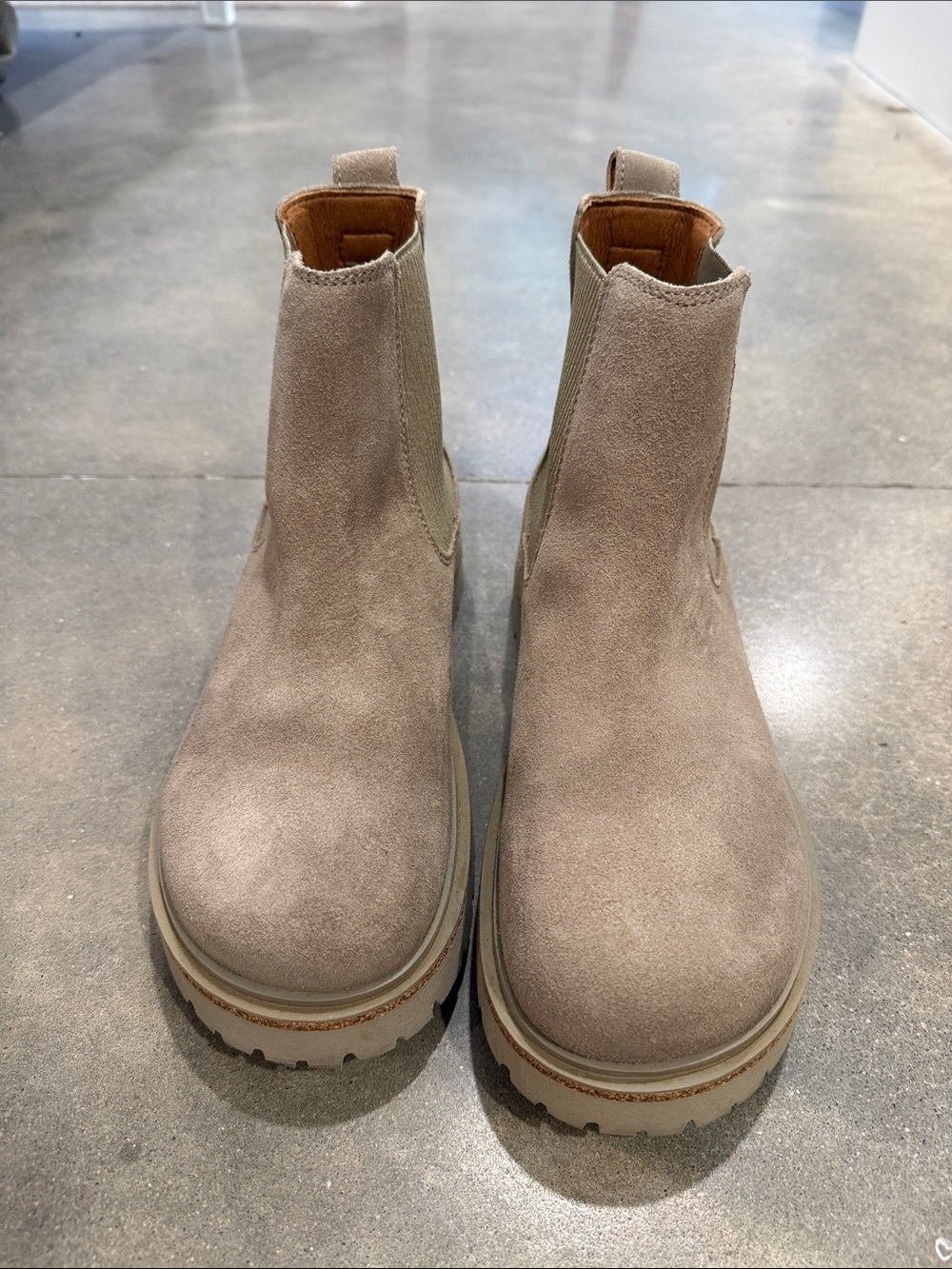 Birkenstock Taupe Suede Chelsea Lug Booties
